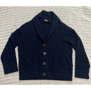 J Crew Cashmere Sweater Cardigan Button Up Womens Medium 91473 Blue Shawl Collar